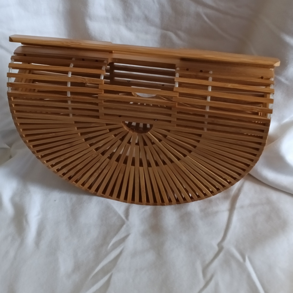 Bamboo Half-Moon Handbag Purse Bag Tote Academia Boho Sophisticated Preppy Y2K